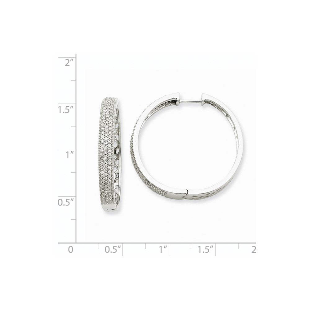 14K Weißgold Creolen mit Klappscharnier und echten Diamanten