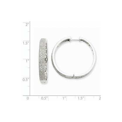 14K Weißgold Creolen mit Klappscharnier und echten Diamanten