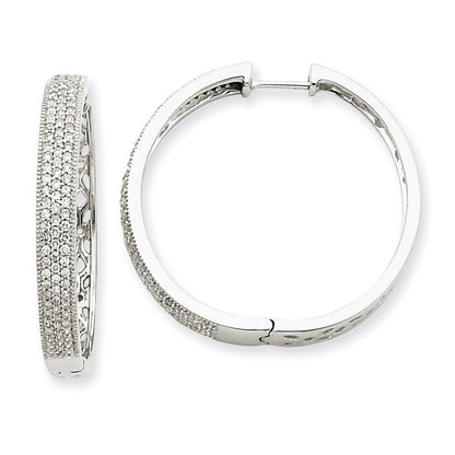 14K Weißgold Creolen mit Klappscharnier und echten Diamanten