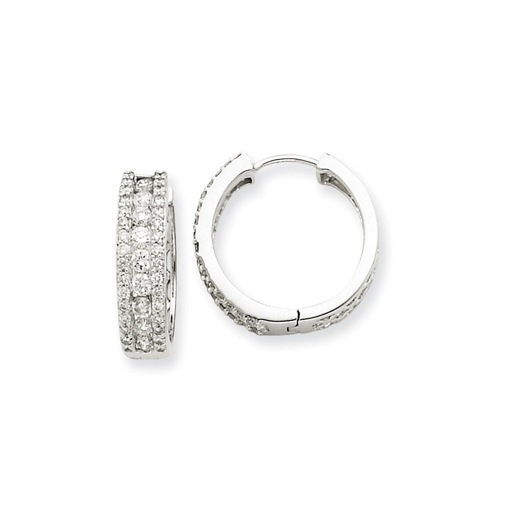14K Weißgold Creolen mit echten Diamanten