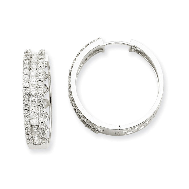 14K Weißgold Creolen mit echten Diamanten
