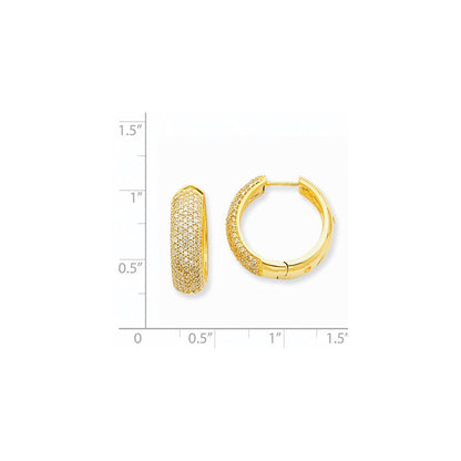 14K Gelbgold Creolen mit echten Diamanten und Scharnier