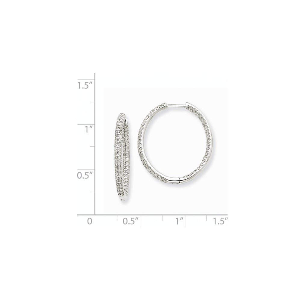 14K Weißgold AA Echte Diamanten In & Out Creolen