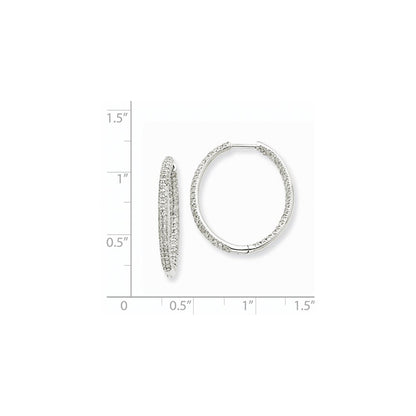 14K Weißgold AA Echte Diamanten In & Out Creolen