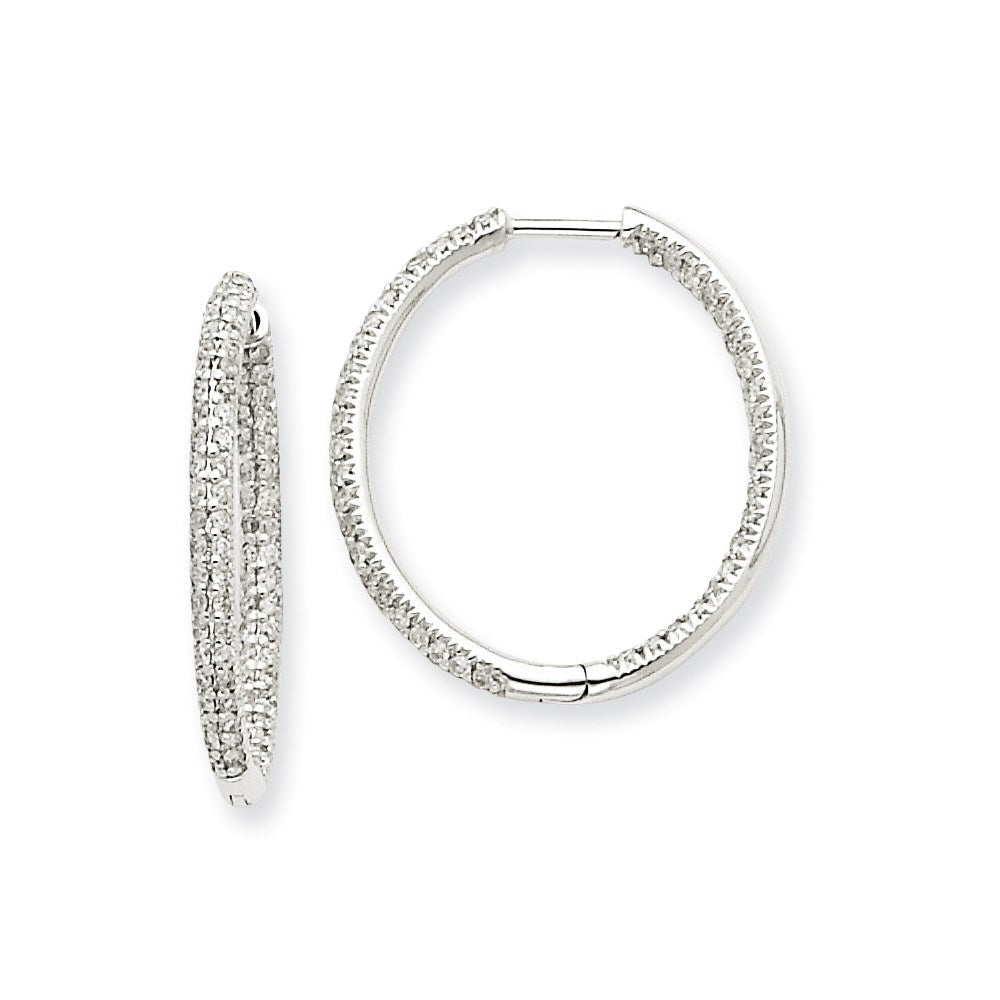 14K Weißgold AA Echte Diamanten In & Out Creolen