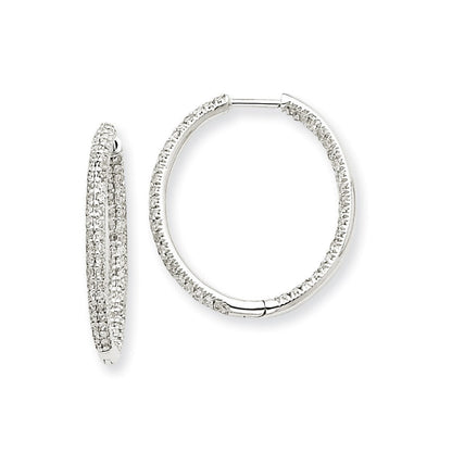 14K Weißgold AA Echte Diamanten In & Out Creolen