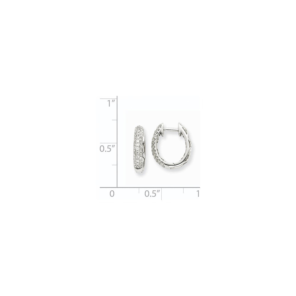 14K Weißgold Creolen mit echten Diamanten AA-Qualität und Klappscharnier
