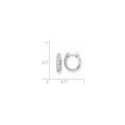 14K Weißgold Creolen mit echten Diamanten AA-Qualität und Klappscharnier