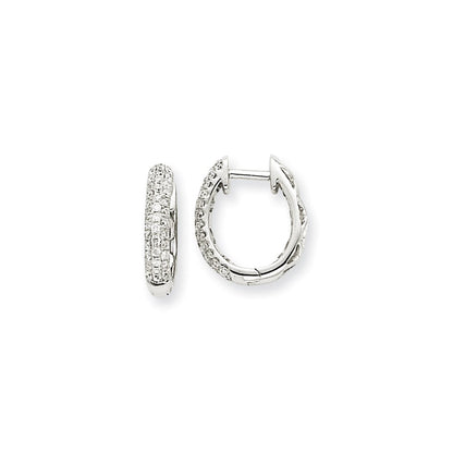 14K Weißgold Creolen mit echten Diamanten AA-Qualität und Klappscharnier