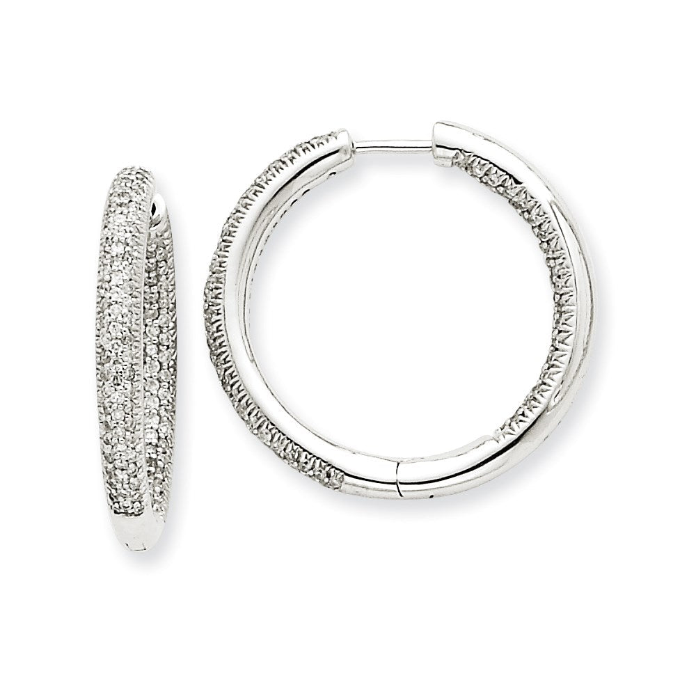 14K Weißgold Creolen mit AA Echt-Diamanten "In & Out"