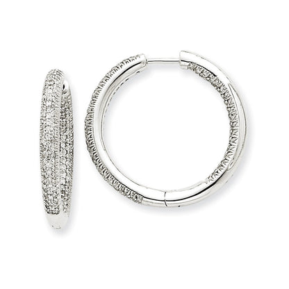14K Weißgold Creolen mit AA Echt-Diamanten "In & Out"