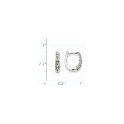 14K Weißgold Creolen mit AA echten Diamanten und Klappscharnier