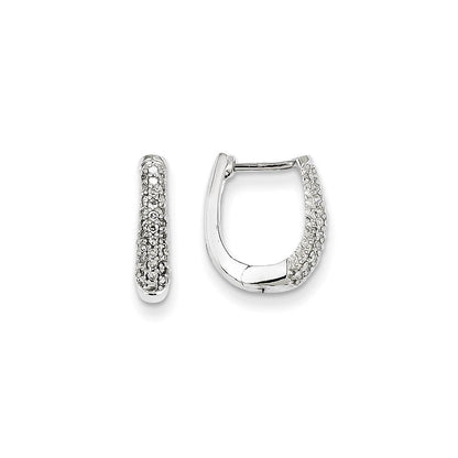 14K Weißgold Creolen mit AA echten Diamanten und Klappscharnier