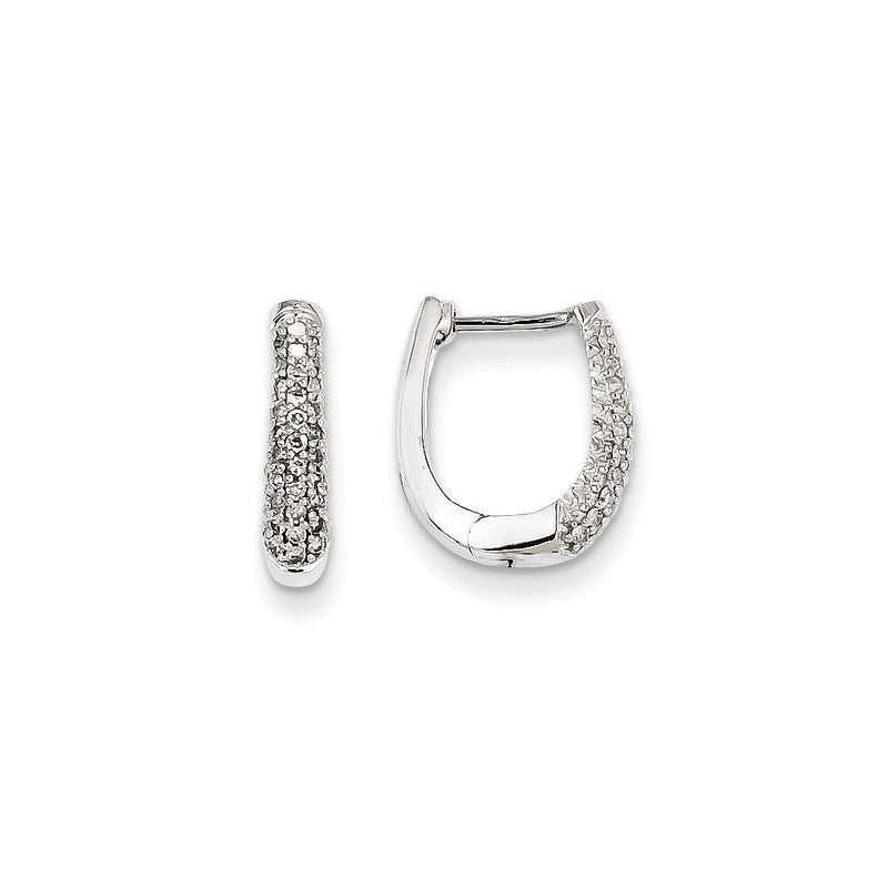 14K Weißgold Creolen mit AA echten Diamanten und Klappscharnier