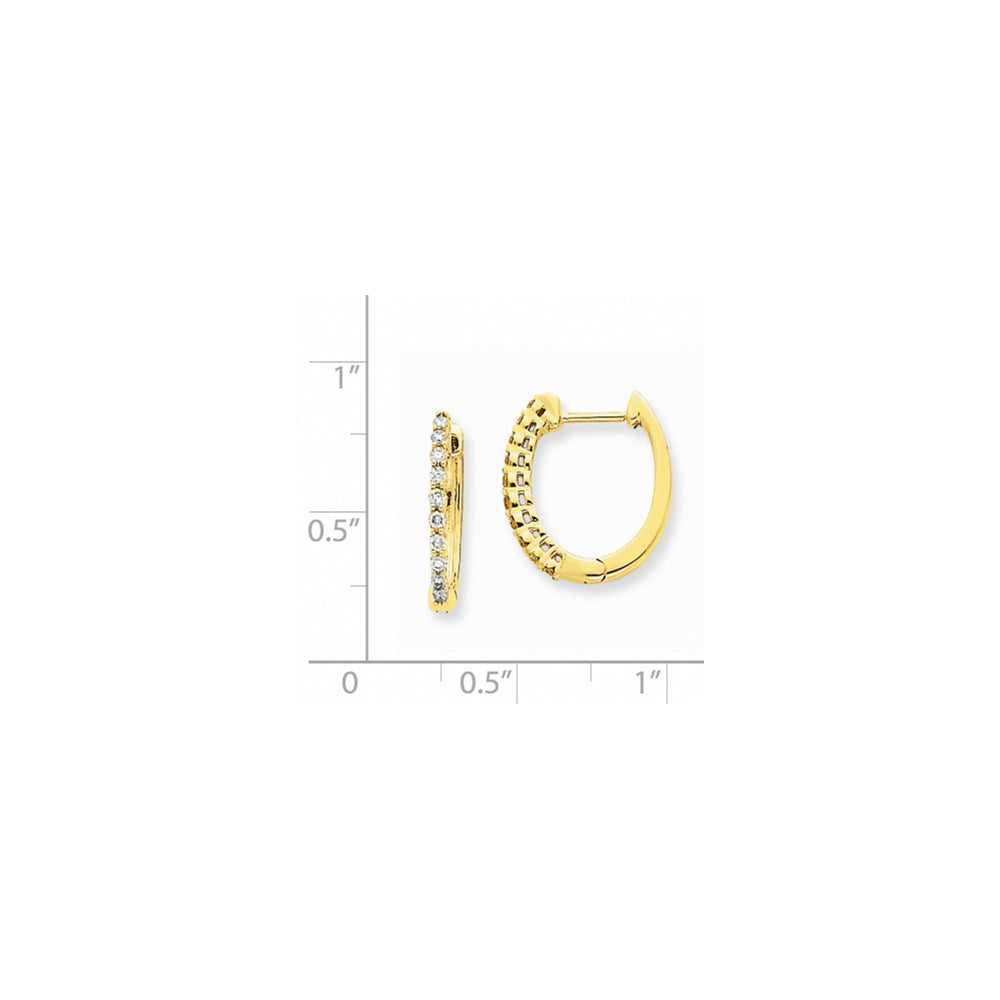 14K Gelbgold Creolen mit echten Diamanten und Scharniermechanismus