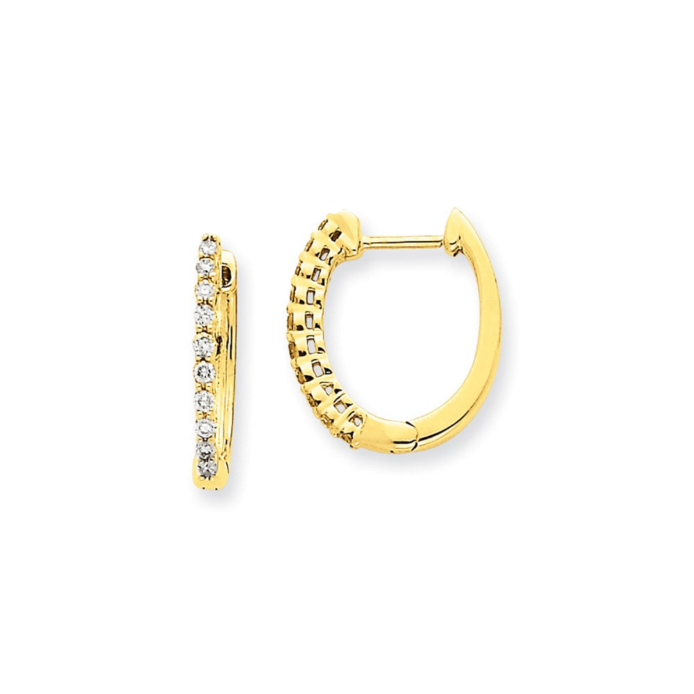 14K Gelbgold Creolen mit echten Diamanten und Scharniermechanismus
