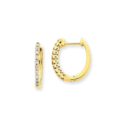 14K Gelbgold Creolen mit echten Diamanten und Scharniermechanismus