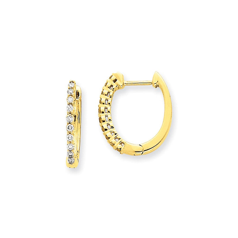 14K Gelbgold Creolen mit echten Diamanten und Scharniermechanismus