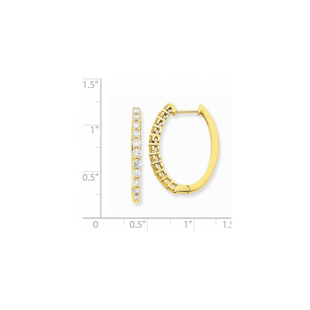 14K Gelbgold Creolen mit echten Diamanten und Scharnier
