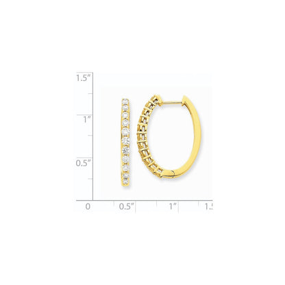 14K Gelbgold Creolen mit echten Diamanten und Scharnier