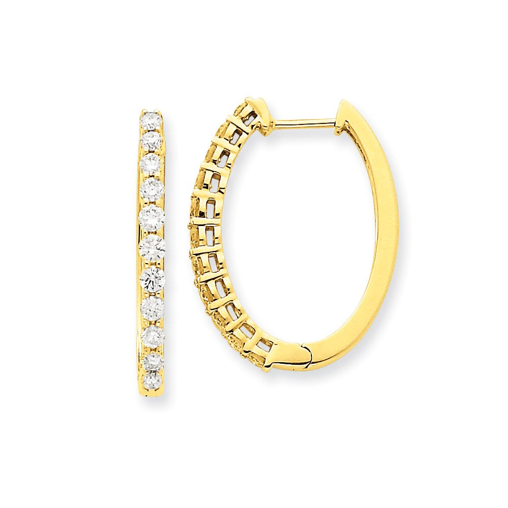 14K Gelbgold Creolen mit echten Diamanten und Scharnier