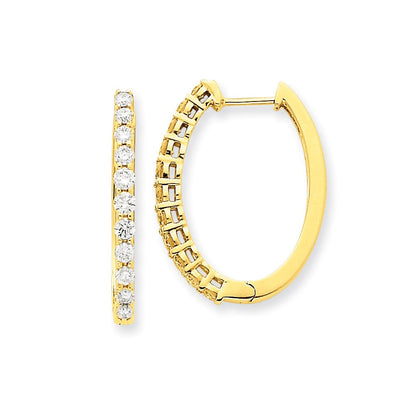 14K Gelbgold Creolen mit echten Diamanten und Scharnier