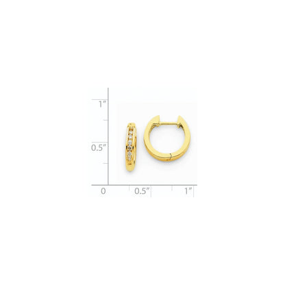 14K Gelbgold Creolen mit echten Diamanten und Scharniermechanismus