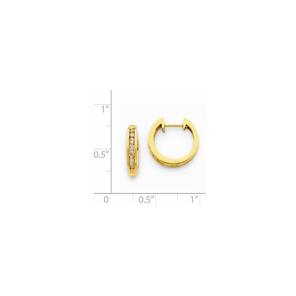 14K Gelbgold Creolen mit echten Diamanten und Scharniermechanismus