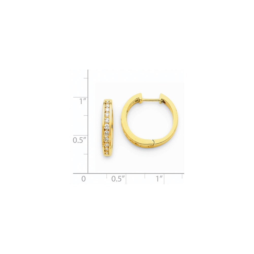 14K Gelbgold Creolen mit echten Diamanten und Klappscharnier