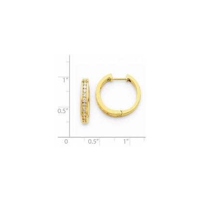 14K Gelbgold Creolen mit echten Diamanten und Klappscharnier