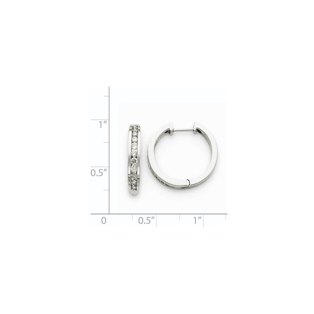 14K Weißgold Creolen mit Klappscharnier und echten AA Diamanten