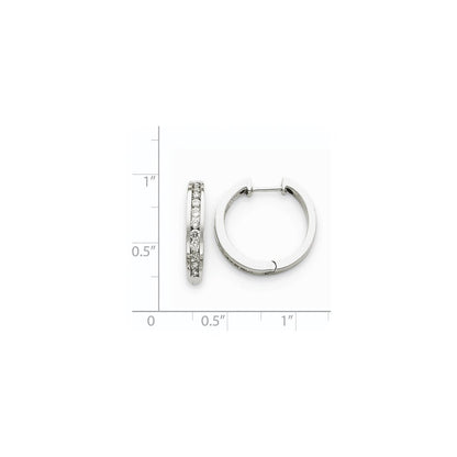 14K Weißgold Creolen mit Klappscharnier und echten AA Diamanten