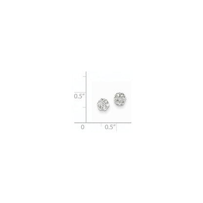 14K Weißgold Diamant-Cluster-Ohrstecker mit Schraubverschluss (echte Diamanten)
