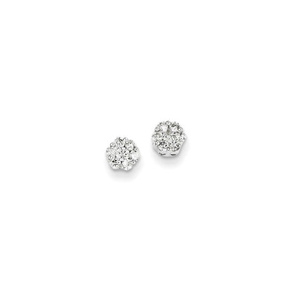 14K Weißgold Diamant-Cluster-Ohrstecker mit Schraubverschluss (echte Diamanten)
