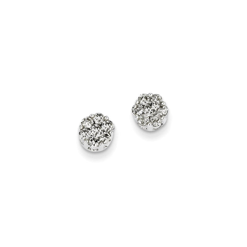 14K Weißgold Ohrringe mit echten Diamanten in Cluster-Optik und Schraubverschluss