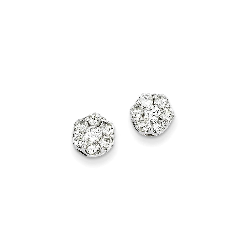 14K Weißgold Diamant-Cluster-Ohrringe mit Schraubverschluss (echte Diamanten)
