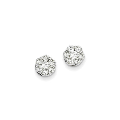 14K Weißgold Diamant-Cluster-Ohrringe mit Schraubverschluss (echte Diamanten)