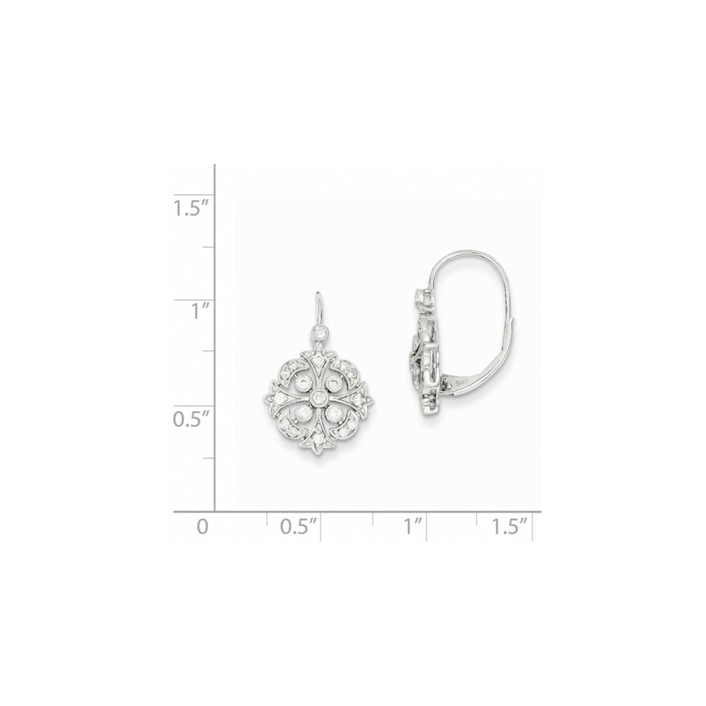 14K Weißgold Diamant-Ohrringe mit Leverback-Verschluss