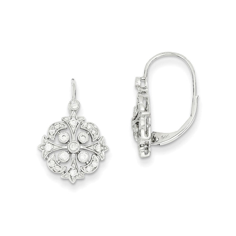 14K Weißgold Diamant-Ohrringe mit Leverback-Verschluss