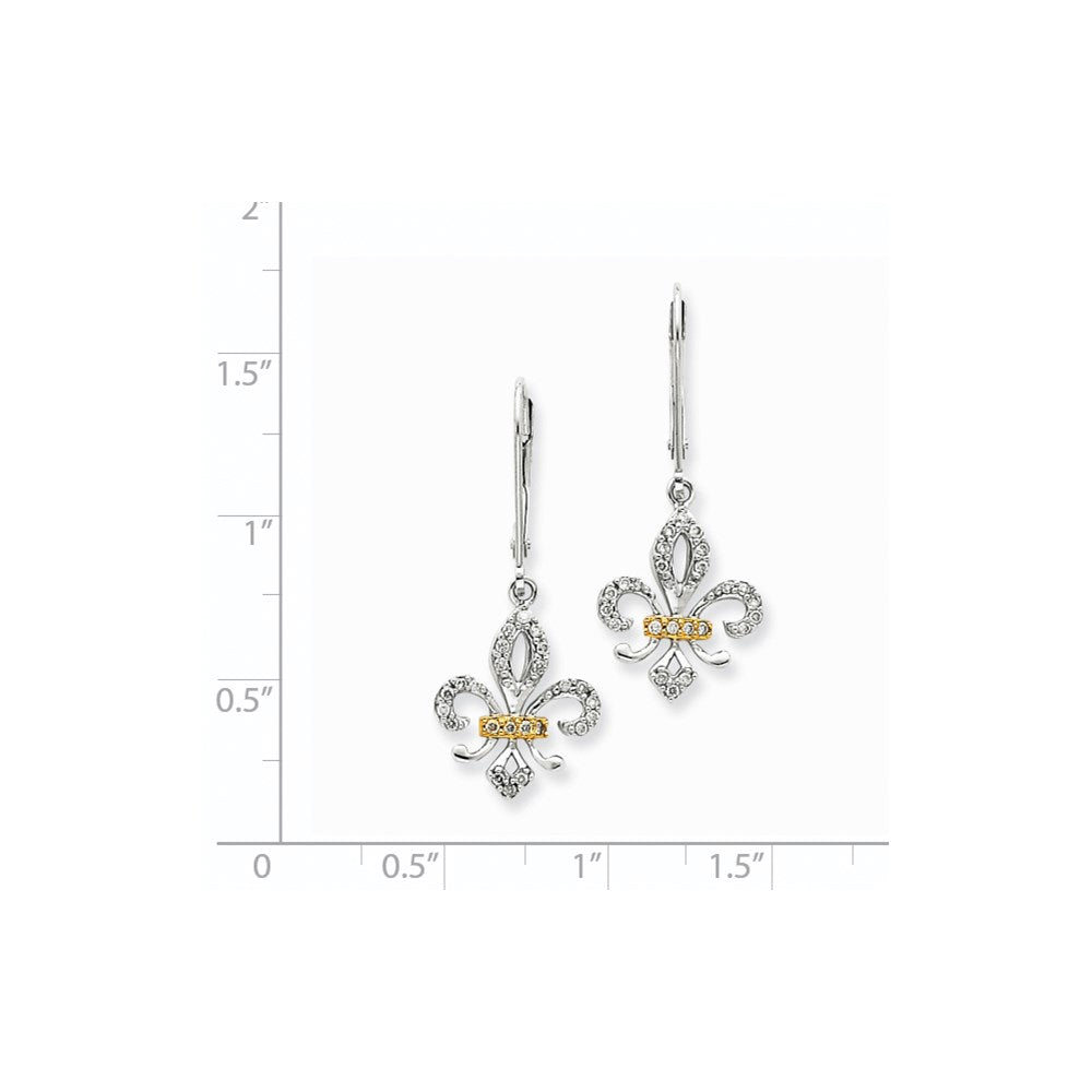 14K Weißgold & Rhodium Fleur-de-Lis-Ohrringe mit echten Diamanten