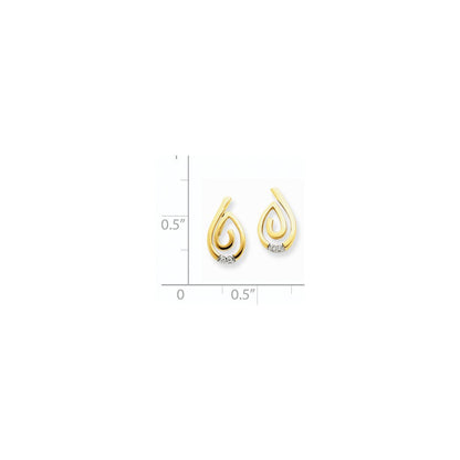14K Gelbgold und Rhodium Ohrstecker mit echten Diamanten