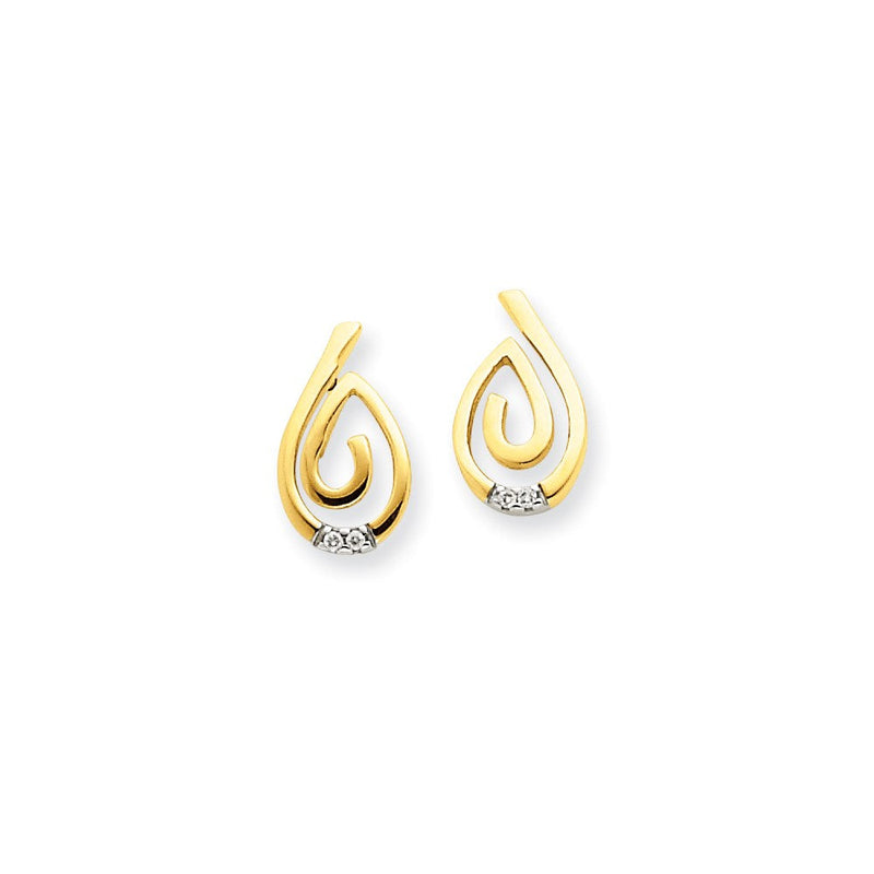 14K Gelbgold und Rhodium Ohrstecker mit echten Diamanten