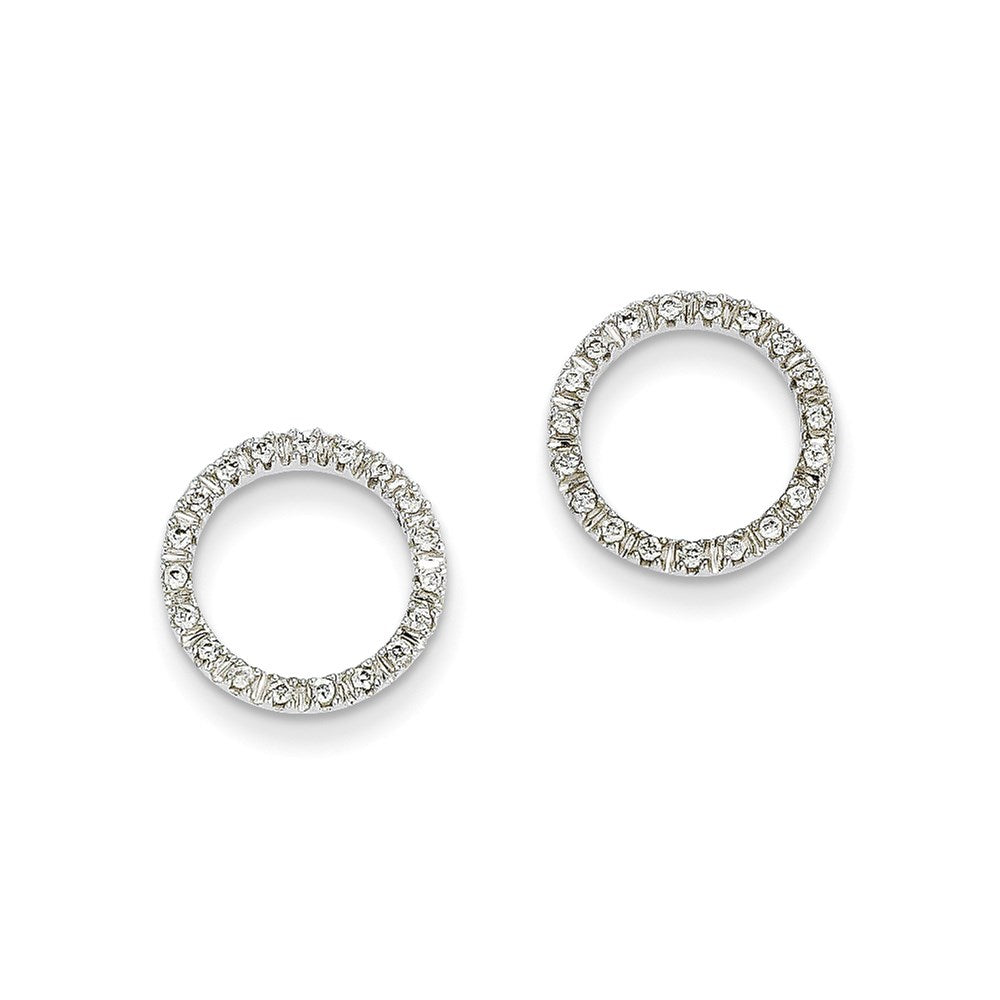 14K Weißgold Ohrringe mit Kreis-Design und 0,125 ct. echten Diamanten