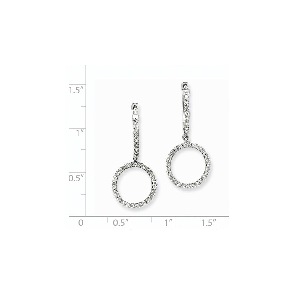 14K Weißgold Echte Diamant-Doppel-Creolen
