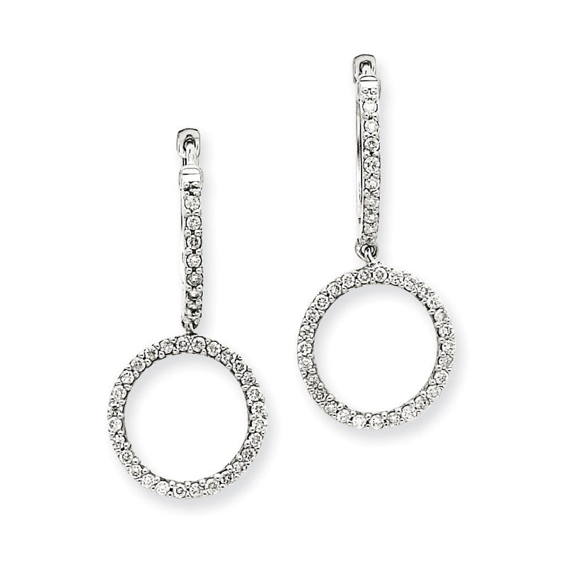 14K Weißgold Echte Diamant-Doppel-Creolen