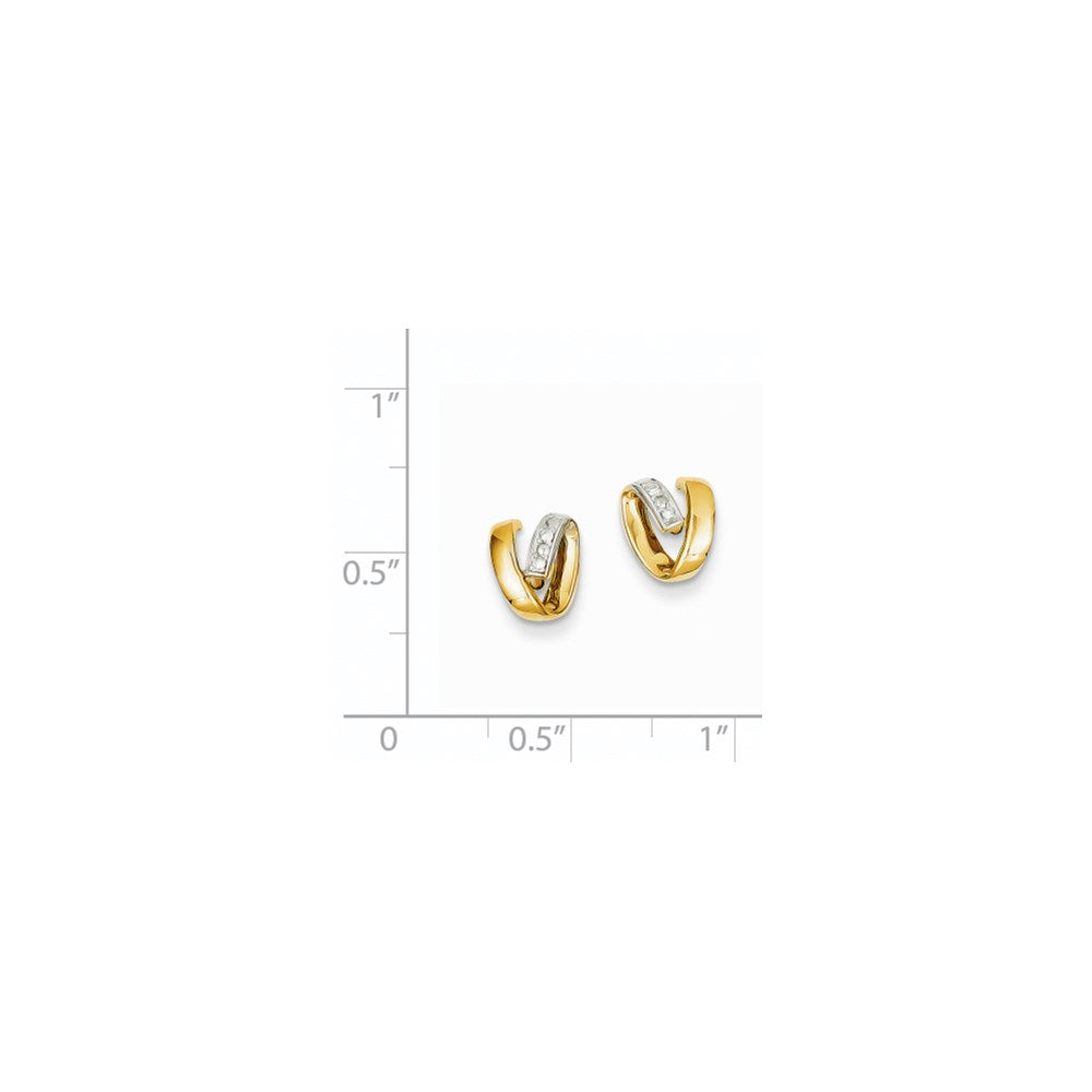 14K Gelbgold und Rhodium Ohrringe mit echten Diamanten