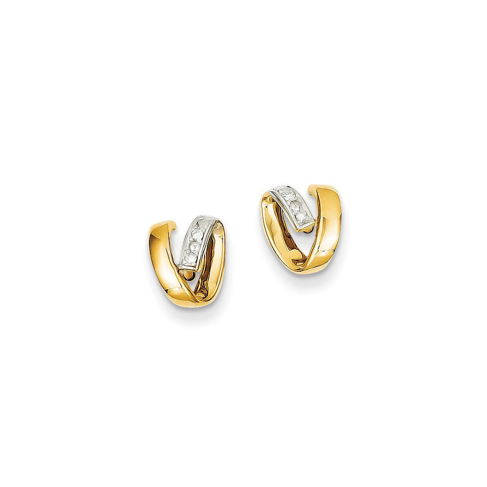 14K Gelbgold und Rhodium Ohrringe mit echten Diamanten
