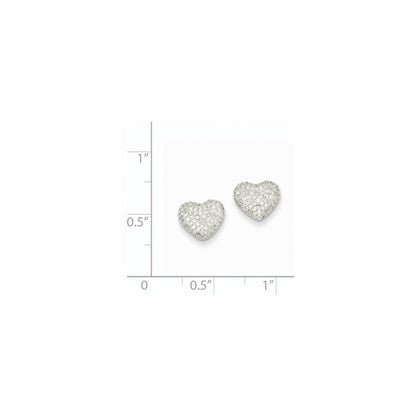 14K Weißgold Ohrstecker mit echten AA-Diamanten in Herzform