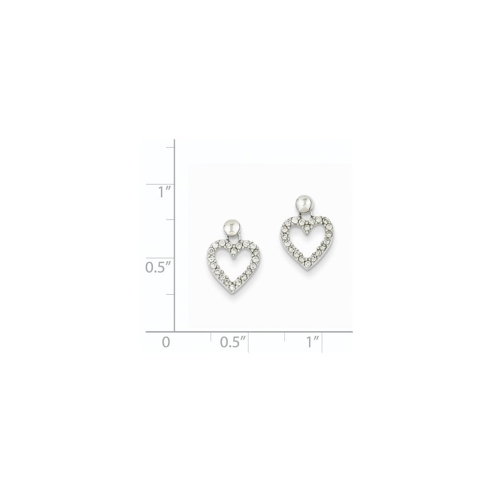 14K Weißgold Diamant-Herz-Ohrhänger, echte Diamanten