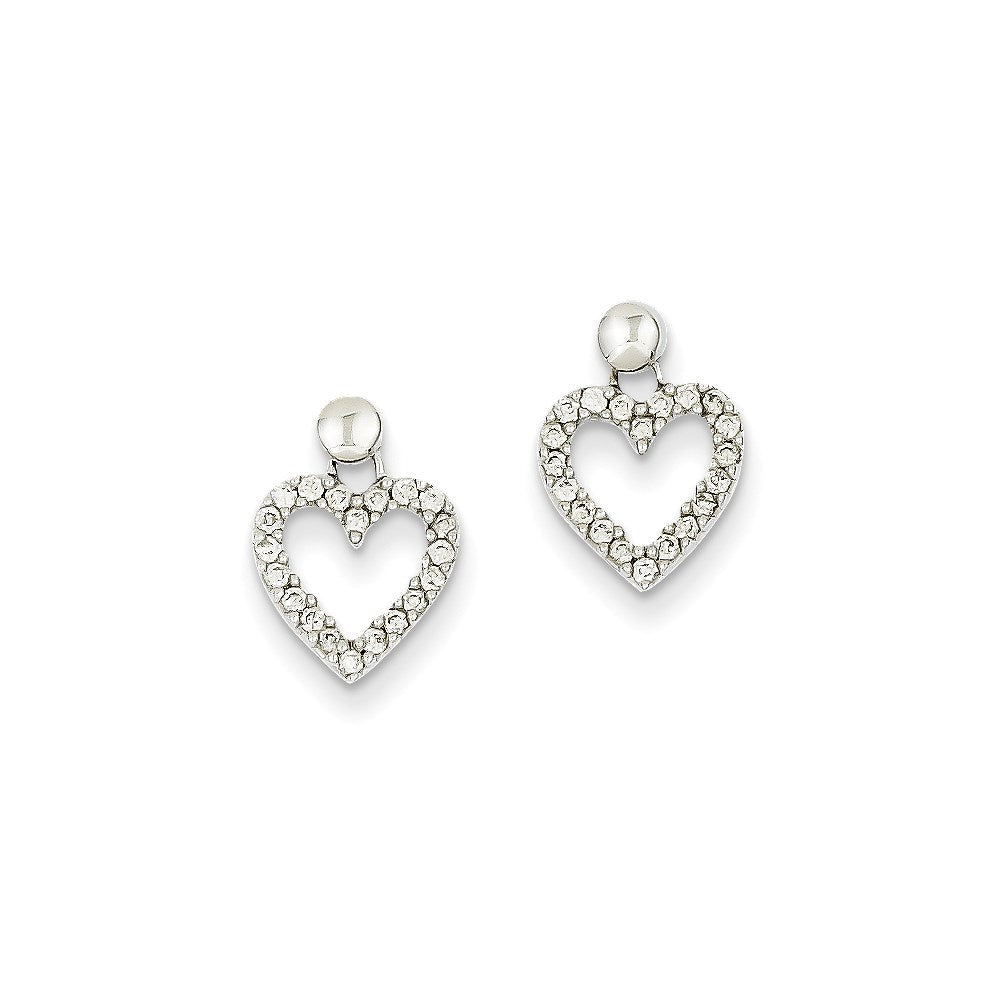 14K Weißgold Diamant-Herz-Ohrhänger, echte Diamanten